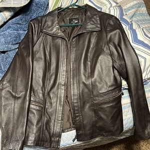 Brown leather jacket
